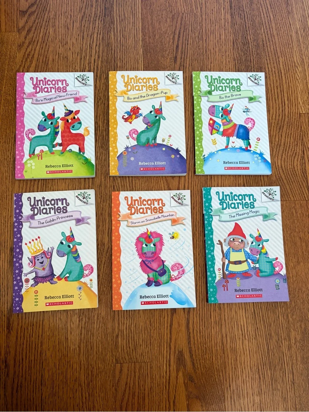 Scholastic Unicorn Diaries book set - pink, green, yellow, orange, purple, blue
